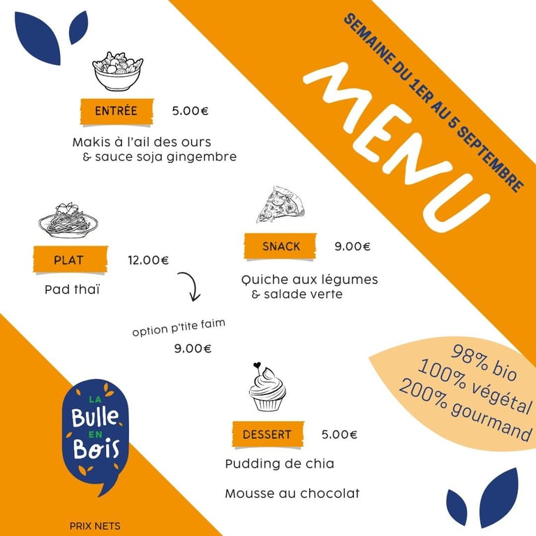 Menu 1er- 5 septembre 2025