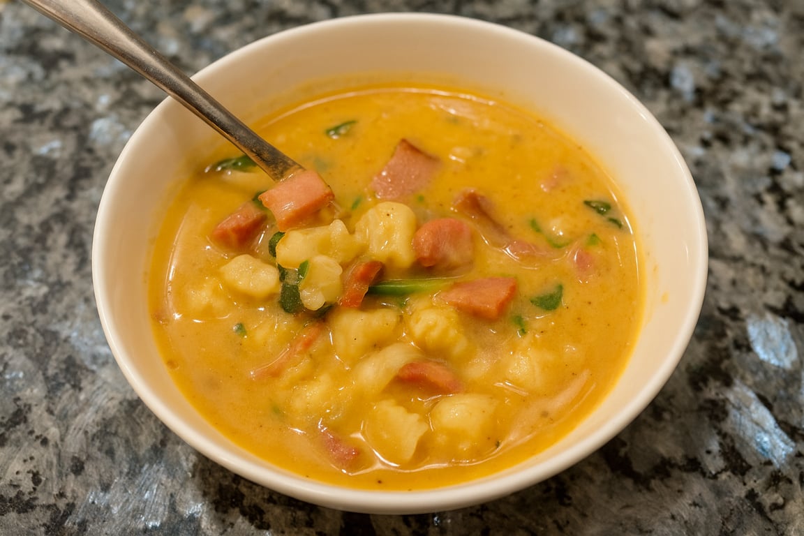 Santa Fe Chowder (Hominy, Ham, Hatch Chiles & Caballero Beans)