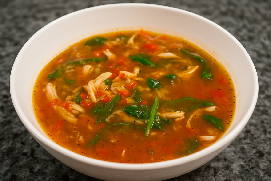 Sweet Pepper, Chicken and Farro Soup