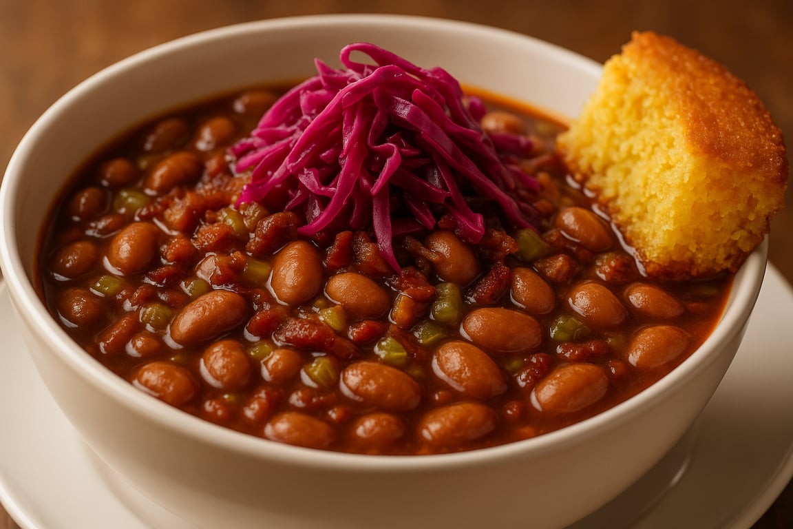 King City Pink Bean Stew with Bacon & Cornbread