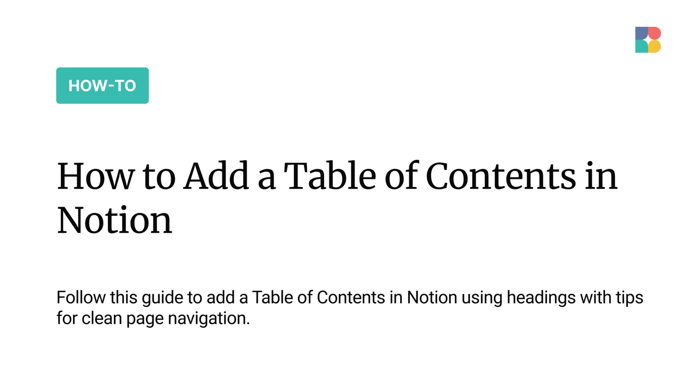 How to Add a Table of Contents in Notion