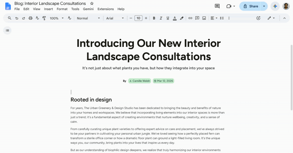 Google Workspace Updates: Generate and edit visuals with Gemini in Google Docs