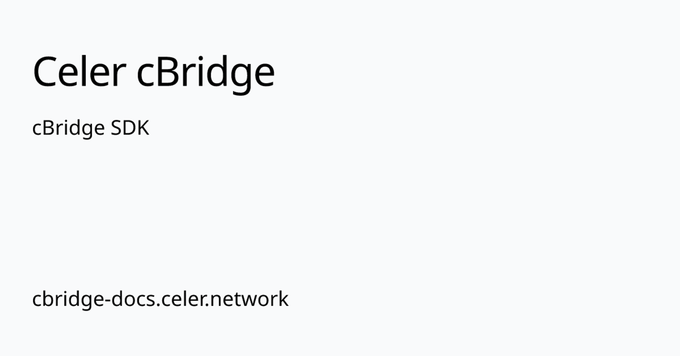 cBridge SDK | Celer cBridge