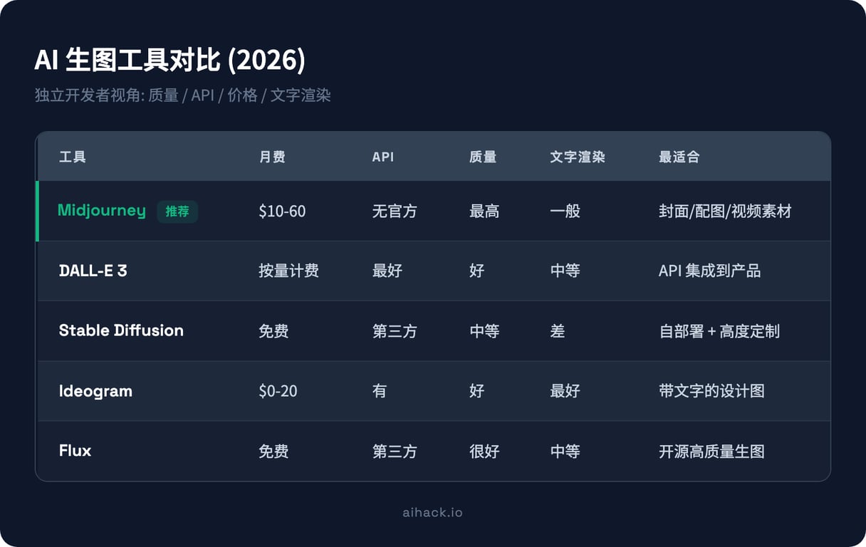 AI 生图工具横向对比