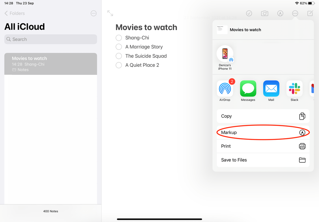 How to convert Apple Notes to PDF on iPad