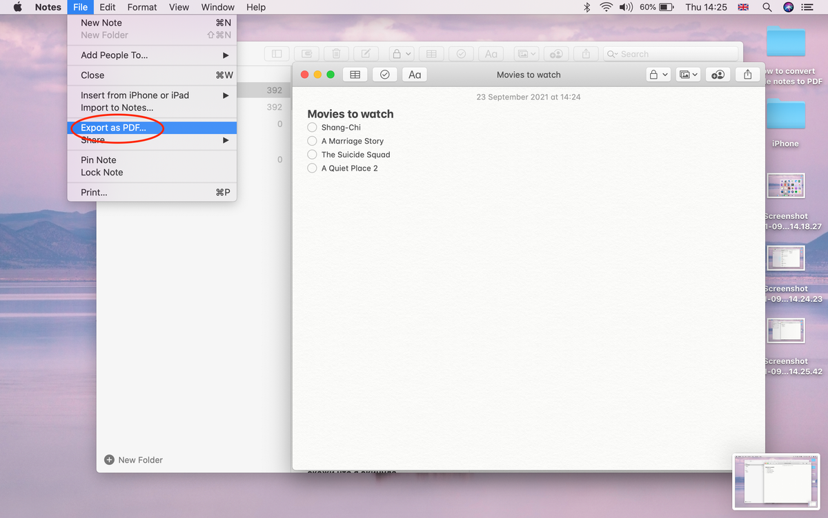 How to convert Apple notes to PDF on Mac