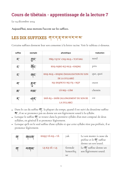 Leçon 7 — Dorje tchang thungma