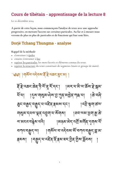 Leçon 8 — Dorje tchang thungma