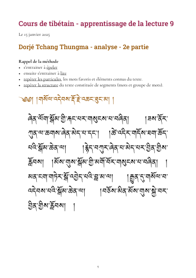 Leçon 9 — Dorje tchang thungma
