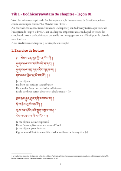 Leçon 1 — Bodhicaryavatara