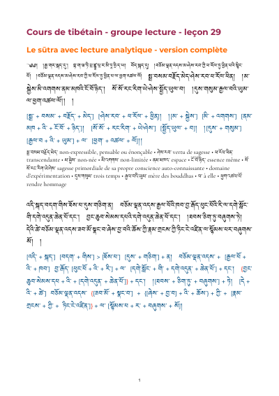 Leçon 30 — Sutra du coeur