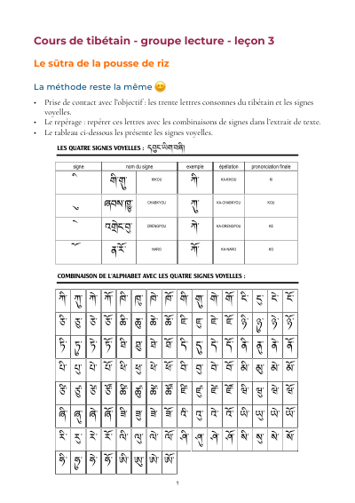 Leçon 3 — Sutra pousse de riz 1