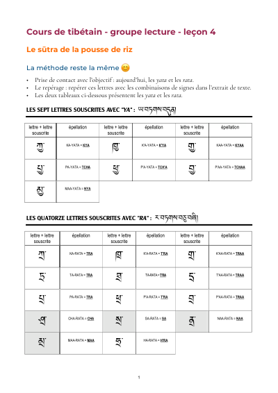 Leçon 4 — Sutra pousse de riz 1