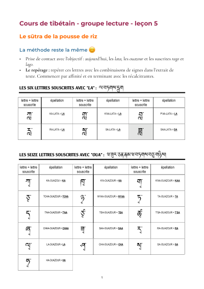 Leçon 5 — Sutra pousse de riz 1