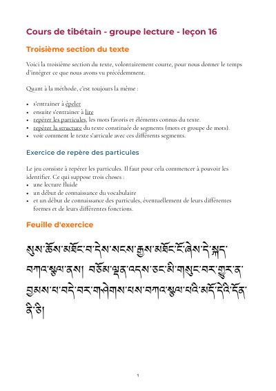 Leçon 16 — Sutra pousse de riz 1