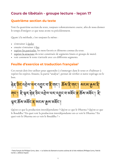 Leçon 17 — Sutra pousse de riz 1