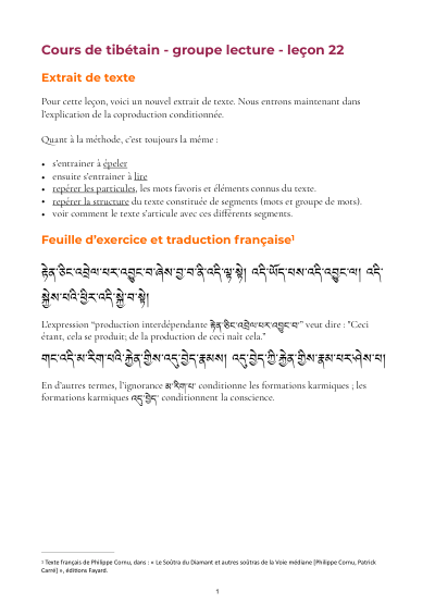 Leçon 22 — Sutra pousse de riz 1