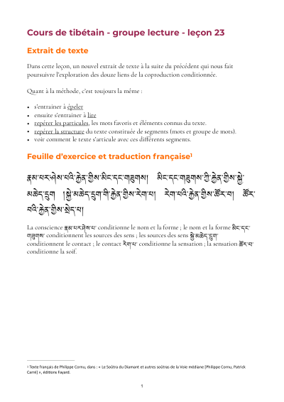 Leçon 23 — Sutra pousse de riz 1