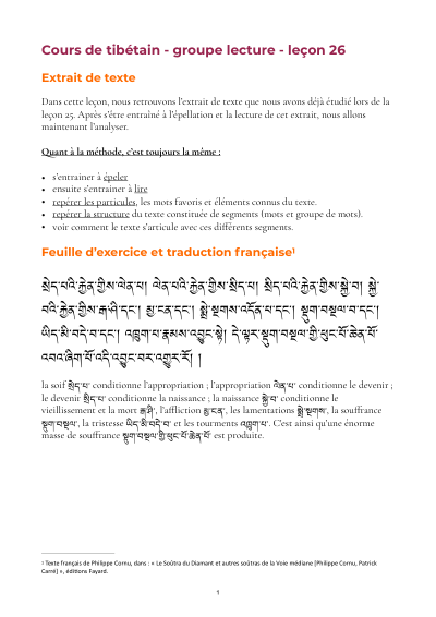 Leçon 26 — Sutra pousse de riz 1