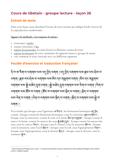 Leçon 27 — Sutra pousse de riz 1