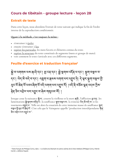 Leçon 28 — Sutra pousse de riz 1