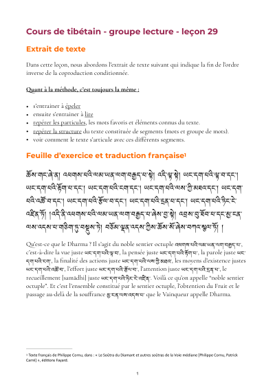 Leçon 29 — Sutra pousse de riz 1