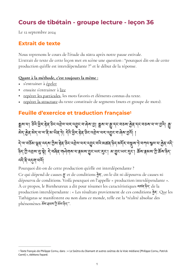 Leçon 36 — Sutra pousse de riz 2