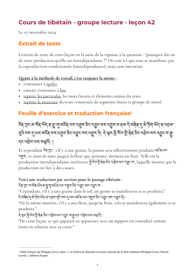 Leçon 42 — Sutra pousse de riz 2