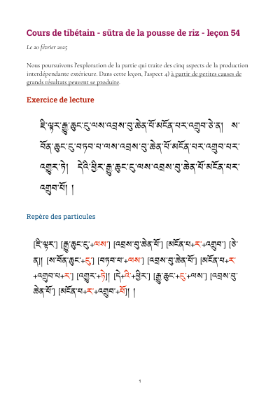 Leçon 54 — Sutra pousse de riz 2