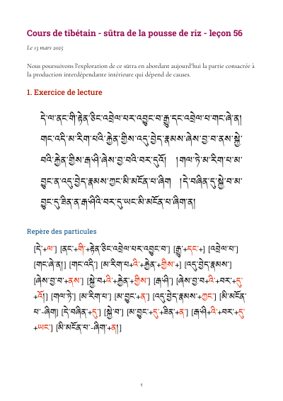 Leçon 56 — Sutra pousse de riz 2