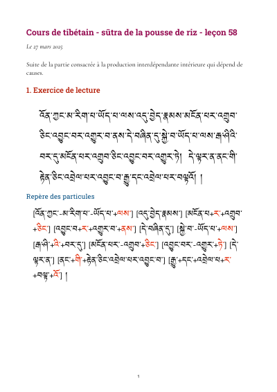 Leçon 58 — Sutra pousse de riz 2