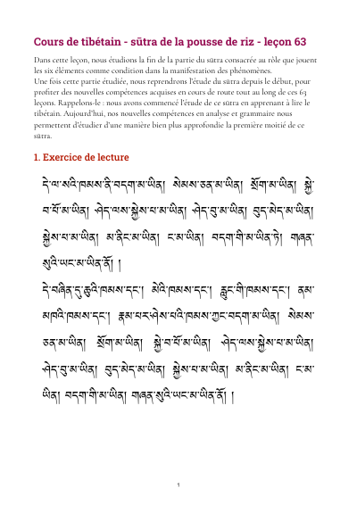 Leçon 63 — Sutra pousse de riz 2