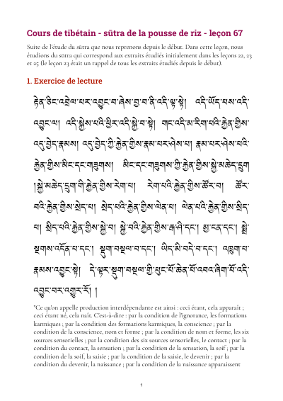 Leçon 67 — Sutra pousse de riz 3