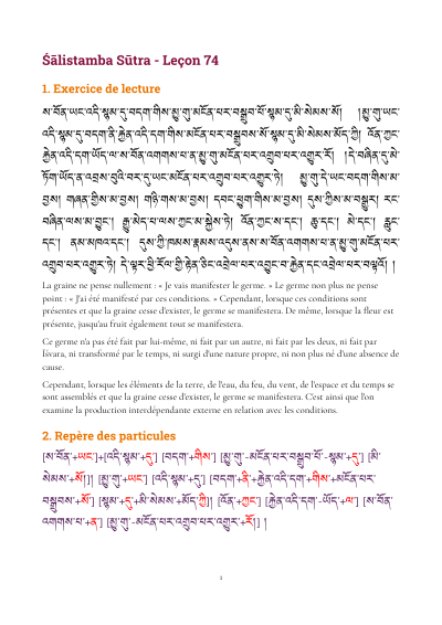 Leçon 74 — Sutra pousse de riz 3