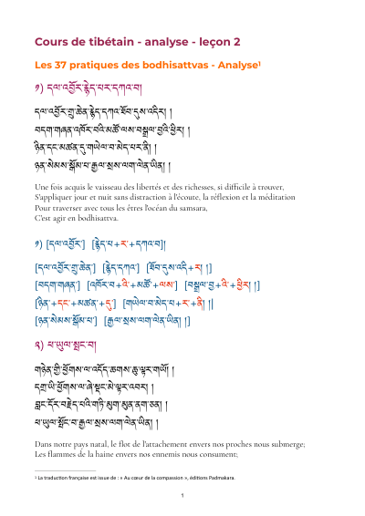 Leçon 2 — 37 pratiques des bodhisattvas 1