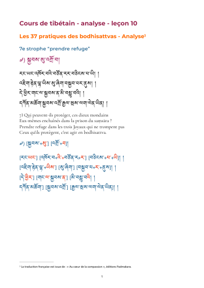Leçon 7 — 37 pratiques des bodhisattvas 1
