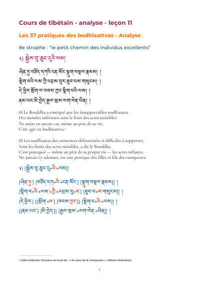 Leçon 8 — 37 pratiques des bodhisattvas 1