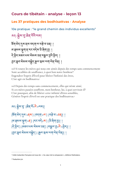 Leçon 10 — 37 pratiques des bodhisattvas 1