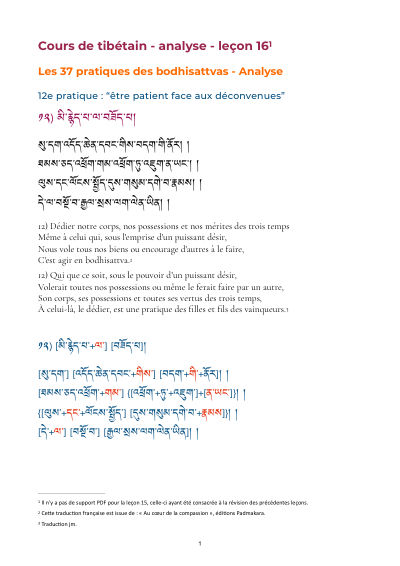 Leçon 13 — 37 pratiques des bodhisattvas 1