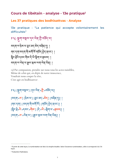 Leçon 14 — 37 pratiques des bodhisattvas 1