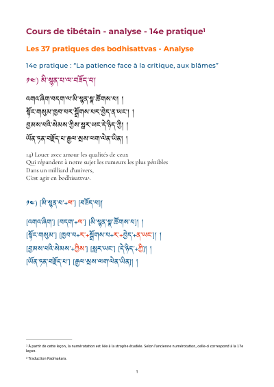 Leçon 16 — 37 pratiques des bodhisattvas 1