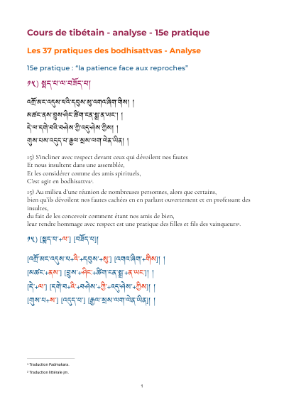 Leçon 17 — 37 pratiques des bodhisattvas 1