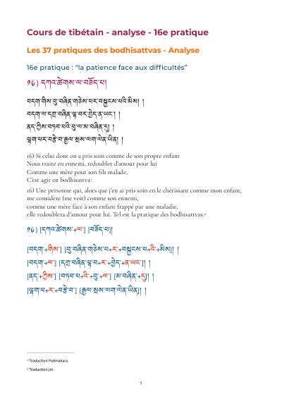 Leçon 19 — 37 pratiques des bodhisattvas 1