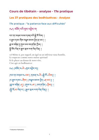 Leçon 20 — 37 pratiques des bodhisattvas 1