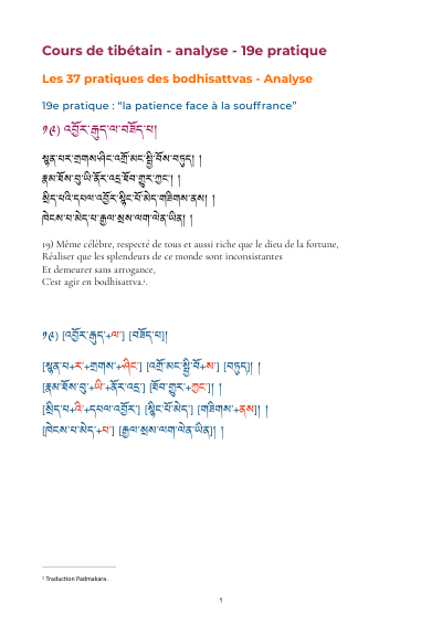 Leçon 22 — 37 pratiques des bodhisattvas 1