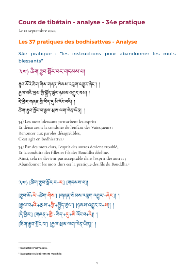 Leçon 38 — 37 pratiques des bodhisattvas 2