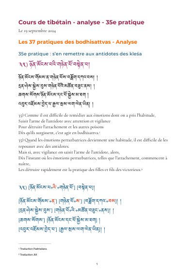 Leçon 39 — 37 pratiques des bodhisattvas 2