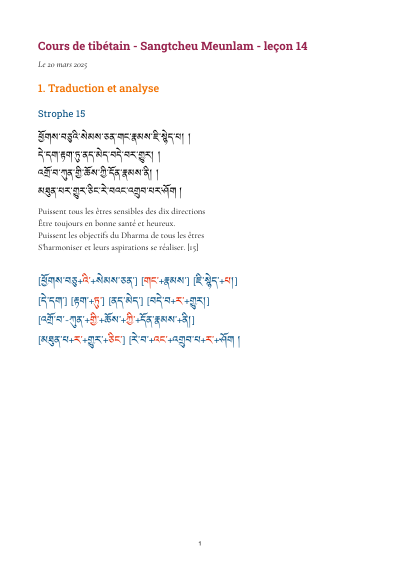Leçon 14 — Sangtcheu meunlam 1