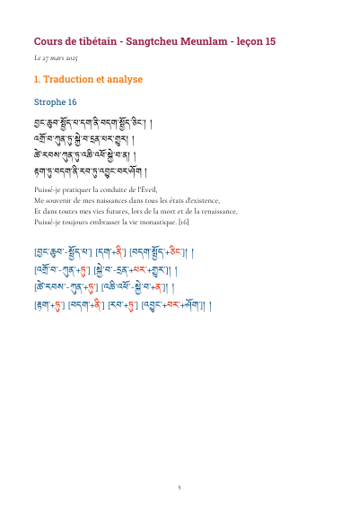 Leçon 15 — Sangtcheu meunlam 1