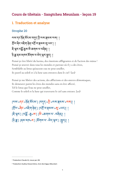 Leçon 19 — Sangtcheu meunlam 1